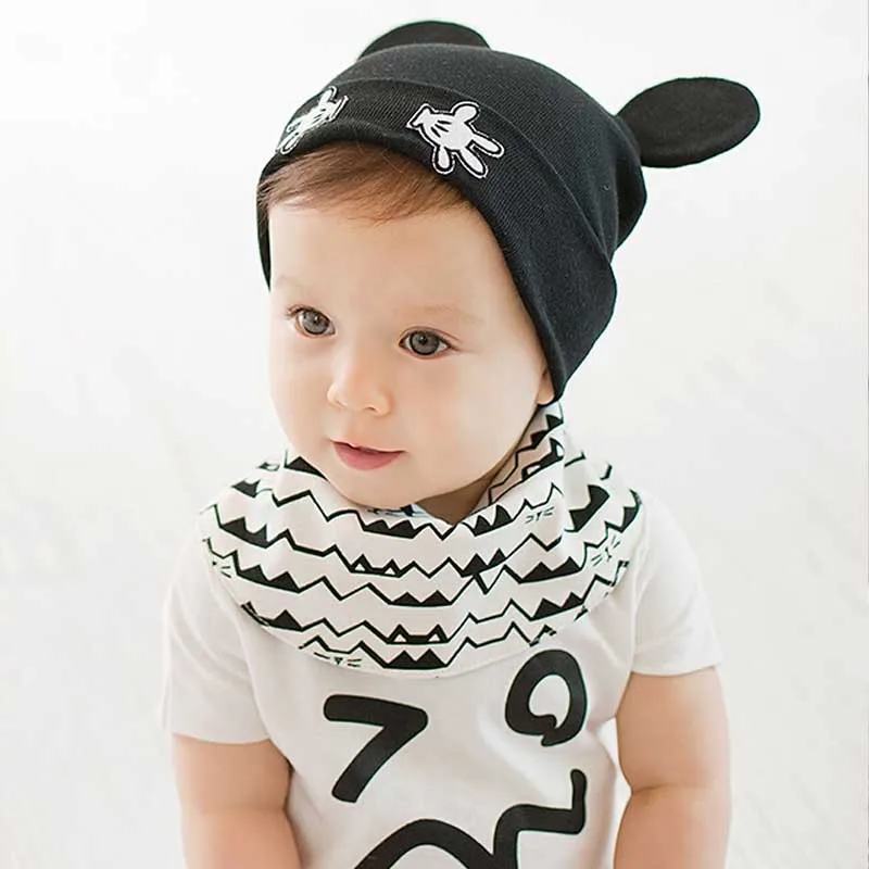 Хлопковые детские колпачки для девочек и мальчиков с рисунком Микки из