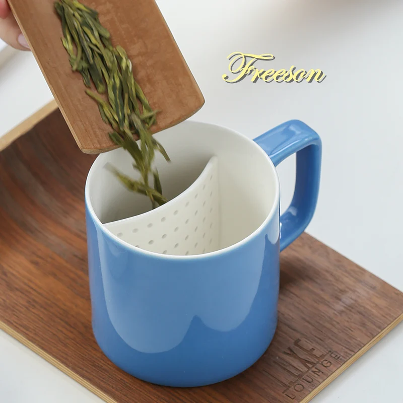 Творческий Фарфор Чай кружка с Infuser крышкой 380 мл Керамика чашка фильтром Пивная