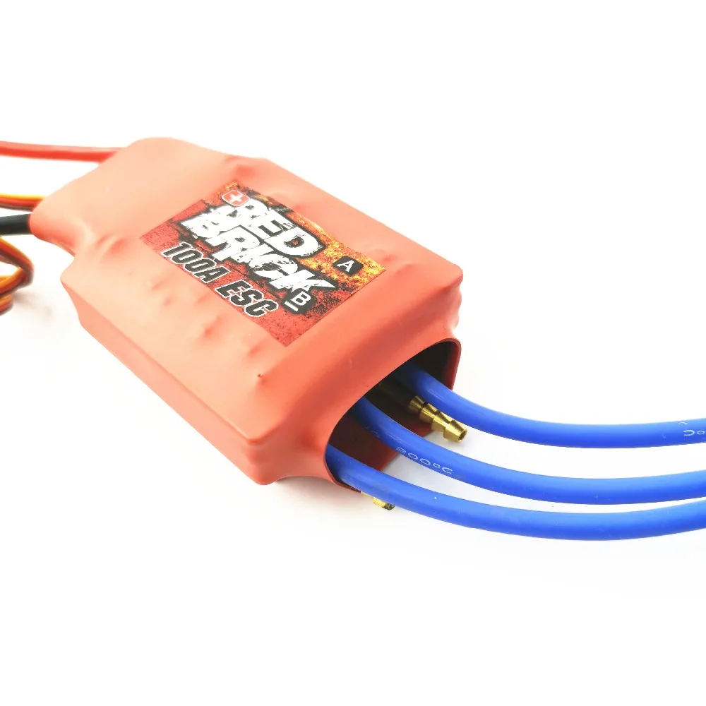 Красный кирпич HV 100A бесщеточный ESC электронный регулятор скорости с водяным охлаждением ESC 6 S-10 S для RC лодки(без заднего хода