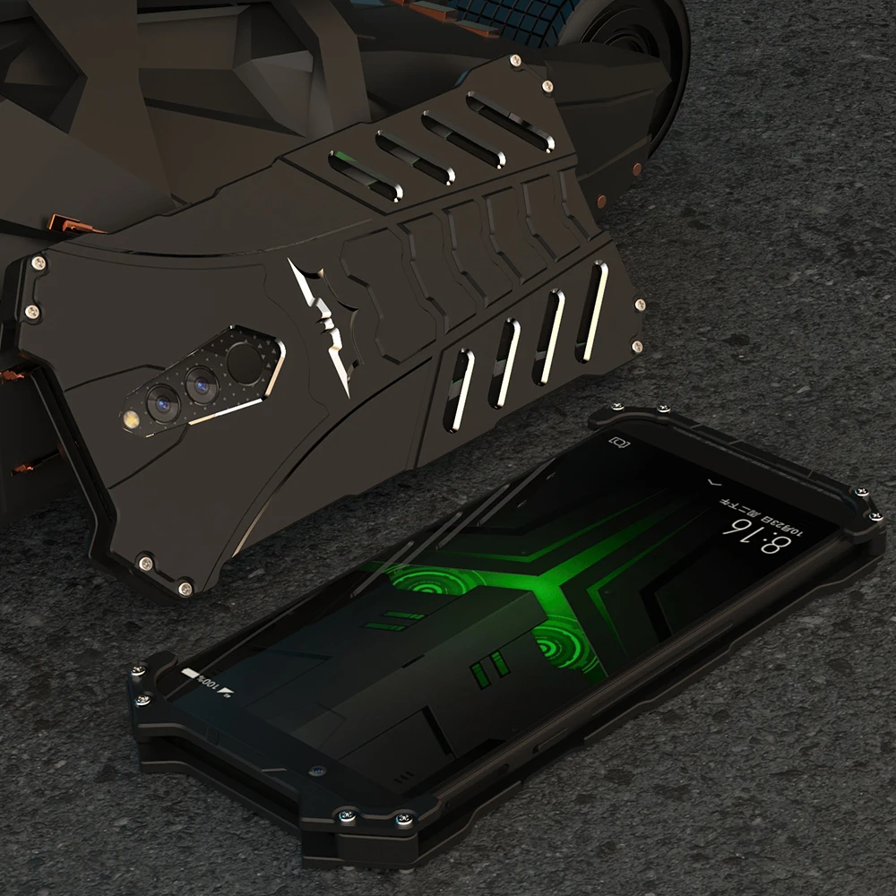 Металлический чехол с летучей мышью для Xiaomi Mi Black Shark 2 Pro Helo, жесткий чехол с полым корпусом, теплоотдача, противоударный модный спортивный чехол+ ремни