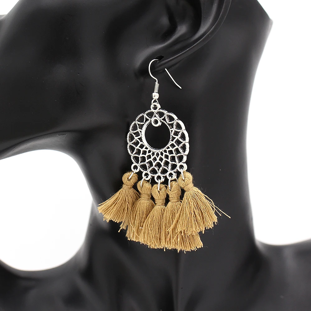 Женские серьги с кисточками YOSEE черные белые синие красные розовые длинные из