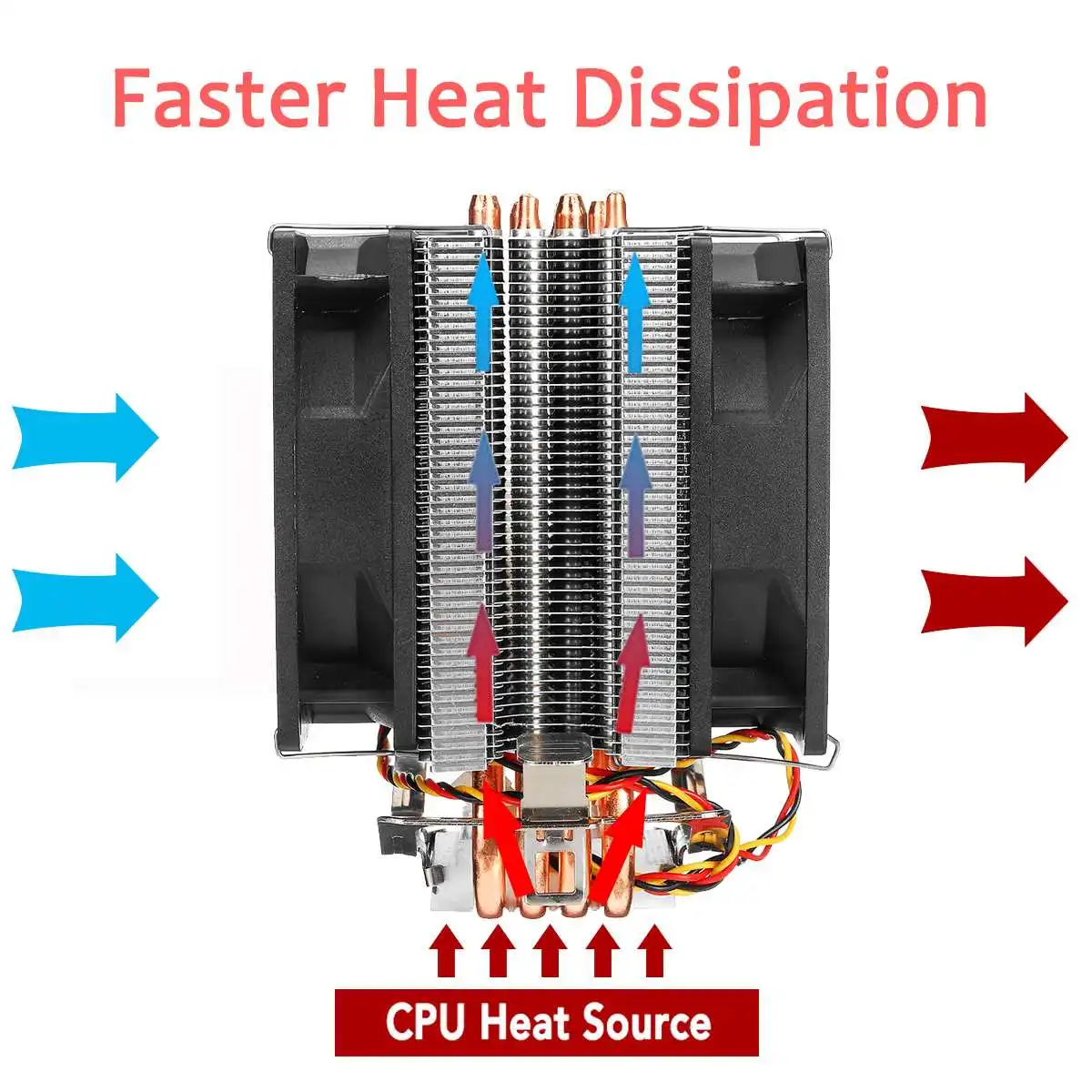 4 медных тепловых труб кулер для процессора охлаждающий вентилятор радиатор