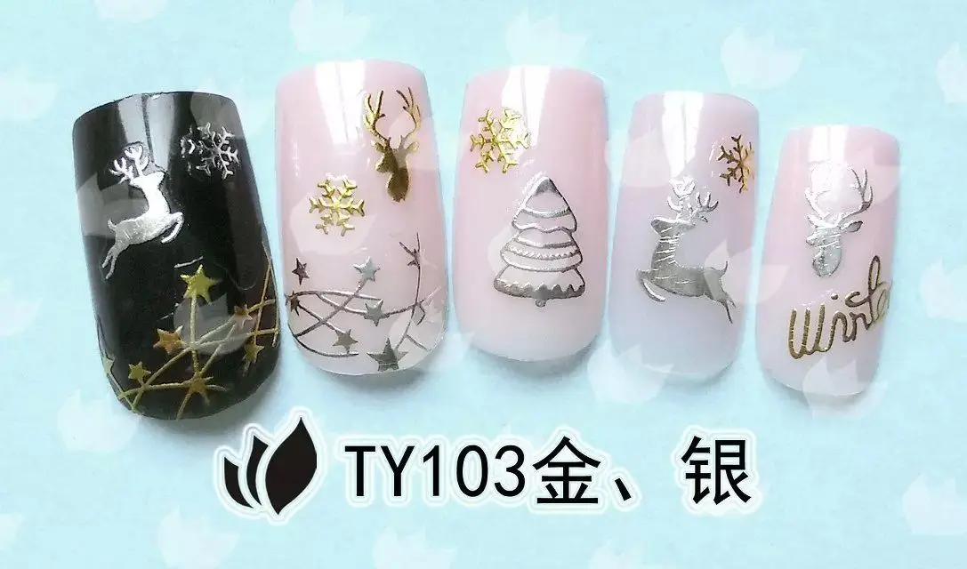 1 партия = 12 листов наклейки на Рождество|nail art gold|sticker decalart gold |