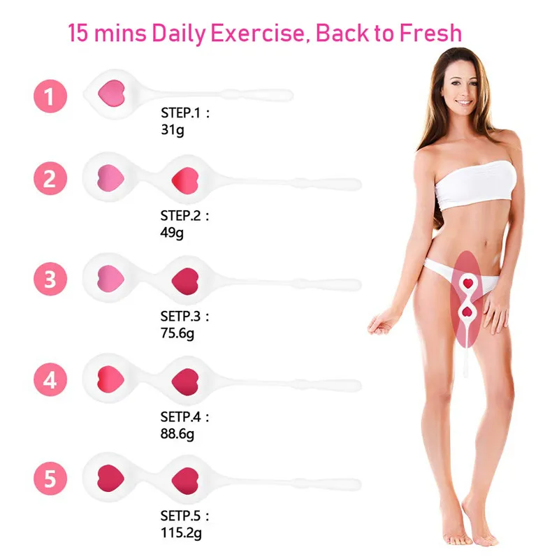 GUIMI 4pcs Vaginal Geisha Ball Love Heart Postpartum Recovery Vagina Tightening Exercise Silicone Kegel Balls Sex Toys for Woman |
