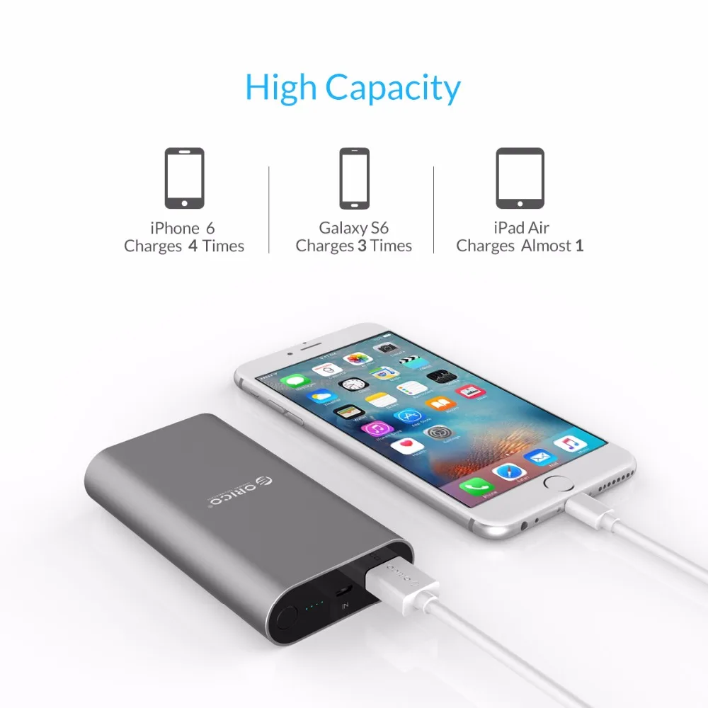 ORICO QC3.0 power Bank алюминий 10050mA Универсальное портативное быстрое зарядное