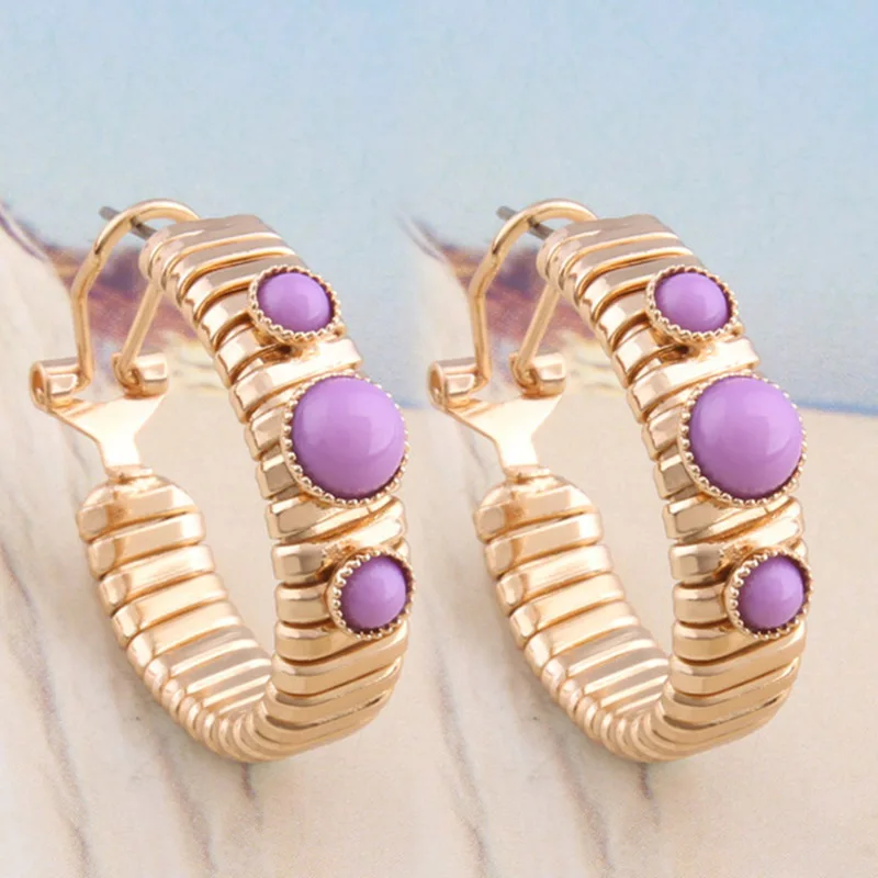 purple NeeFuWoFu Золотое кольцо Эластичная сила медь натуральный камень кольца Богемия де Мадера Pulseira Estrela de Cinco эластичный - Цвет основного камня: purple