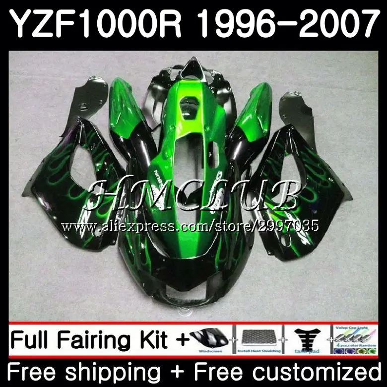 

Thunderace Green flames For YAMAHA YZF 1000R 2002 2003 2004 2005 2006 2007 21HC.16 YZF-1000R YZF1000R 02 03 04 05 06 07 Fairing