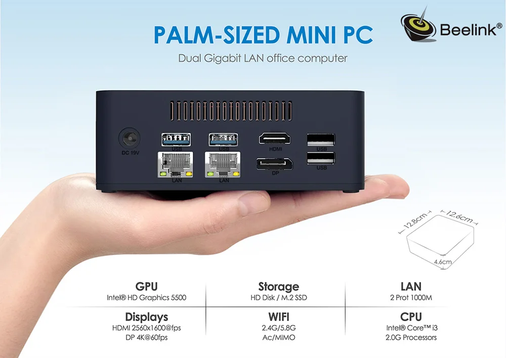 Beelink L55 Мини ПК Windows 10 Intel Core i3 5005U Intel HD Graphic 5500 8 Гб 256/512 ГБ SSD 2,4+ 5,8 ггц WiFi 1000 Мбит/с Bluetooth 4,0