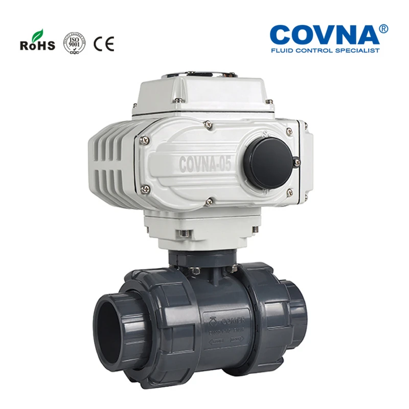 DN32 1 2 дюйма UPVC моторизованный ходовой шаровой клапан на Выкл Тип PN10 пластиковый