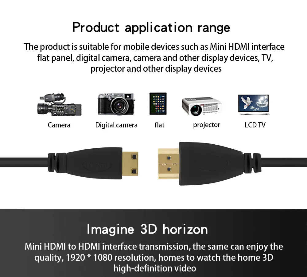 Мини Кабель HDMI в 1 м 5 2 3 штекер 0 высококачественный кабель 4K 3D для планшета
