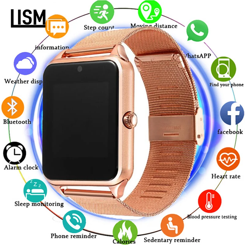 Модные Смарт часы с металлическим ремешком наручные Bluetooth поддержка sim карты TF