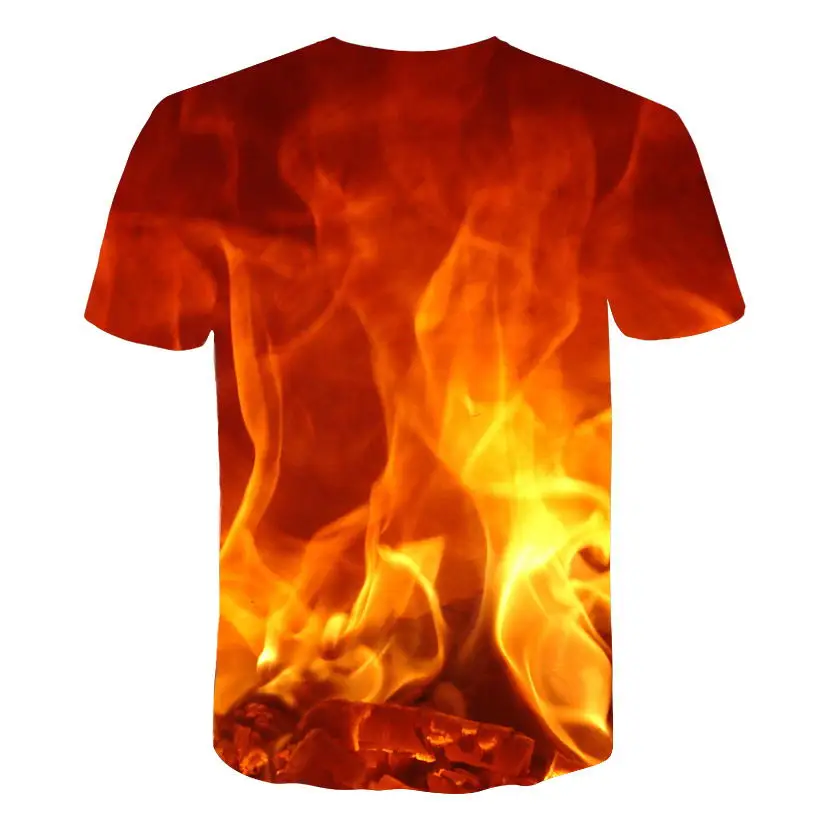 Забавный дизайн Красная футболка с 3D-принтом пламени для мальчиков Детская