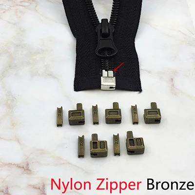 for nylon zip Meetee 10 шт. 3#5# нейлоновая Смола молния один открытый Слайдер Молния Разъем ремонт аксессуар вставка коробка контактный фиксатор Замена Комплект - Цвет: for nylon zip