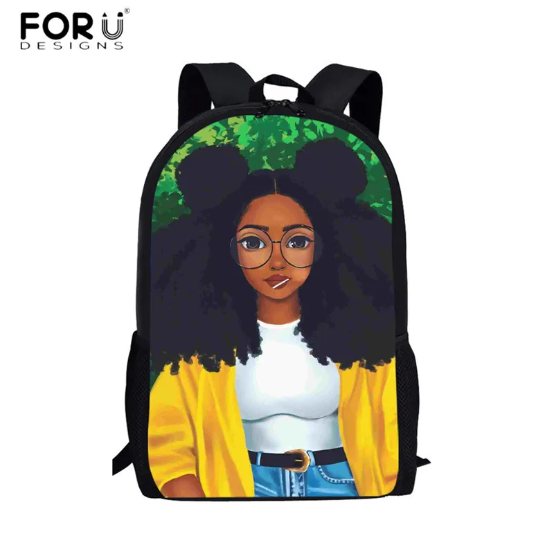 FORUDESIGNS/Модные женские школьные сумки афро Леди Девушка Африка Красота принцесса печать 3 шт. Школьный Рюкзак Прочный Школьный Рюкзак - Цвет: HMG1026C