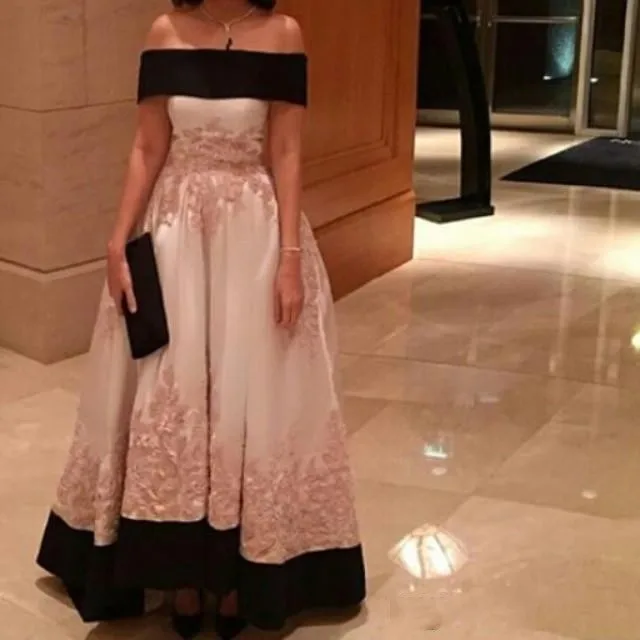 2016 Evening Dresses Off Shoulder Lace Appliques Detachable Arabic Style Long Pageant Prom Gowns Floor Length Satin Party Gown | Свадьбы и