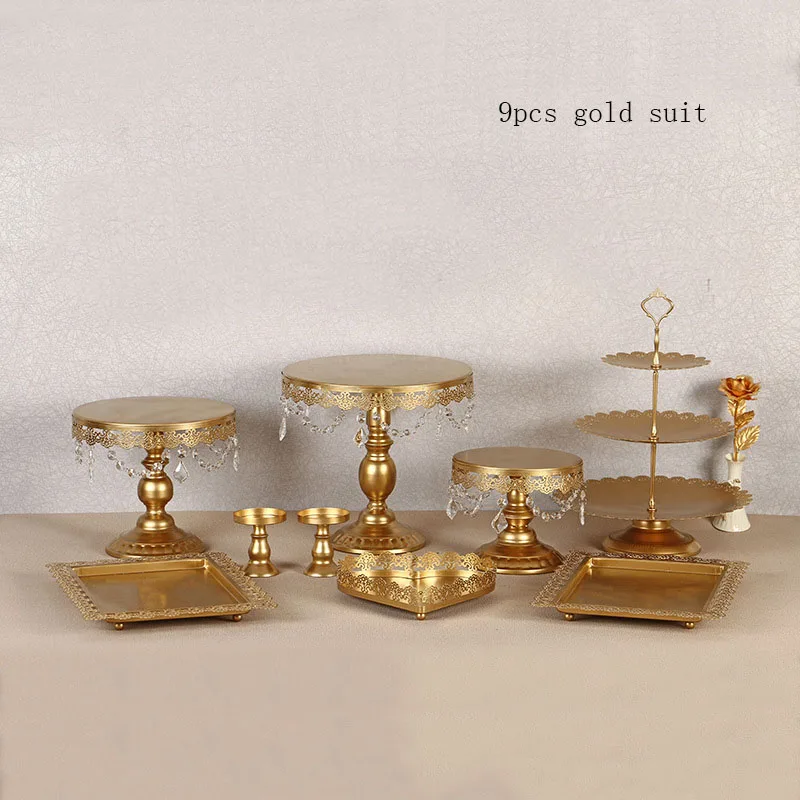 12 шт. Золотая подставка для торта круглые подставки для кексов металлическая подставка для десерта с подвесками и бусинами, золото - Цвет: Небесно-голубой