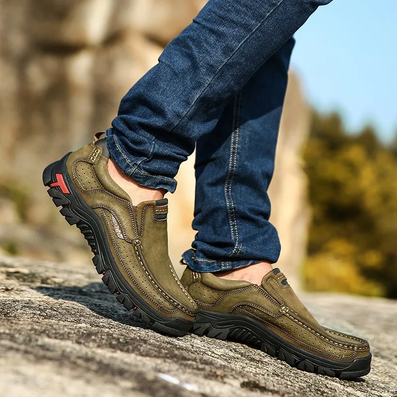 Популярные мужские удобные нескользящие походные ботинки первый слой из