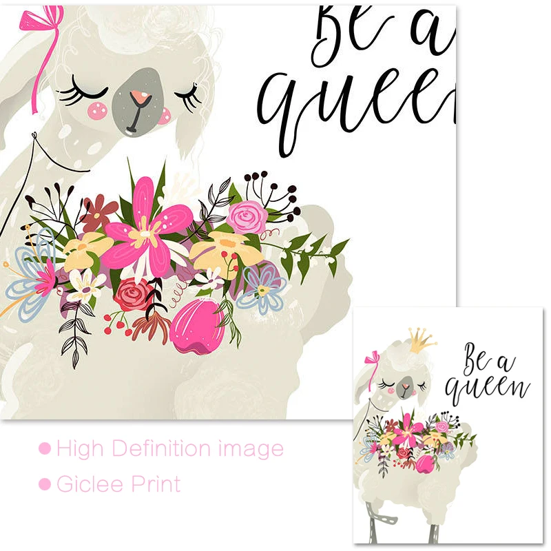 Лама альпака Настенная картина для детской комнаты постеры и принты на холсте в