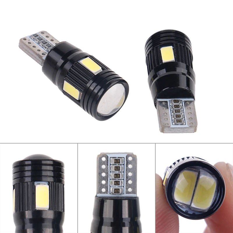 2 шт. T10 светодиодный светильник 5730 6SMD ошибок 12V светодиодные W5W 168 194 объектив 6000K