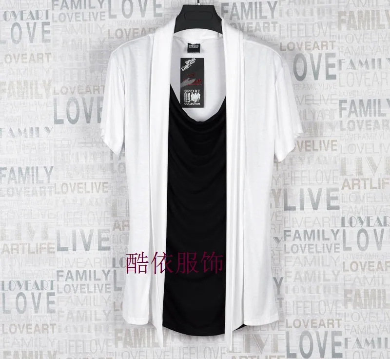 Новинка 2016 повседневная мужская футболка с имитацией двух предметов для