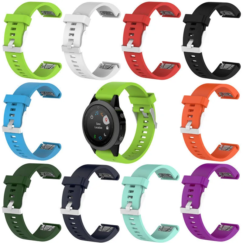 Сменный ремешок для наручных часов Garmin Fenix 5S GPS 10 цветов силиконовый быстрая