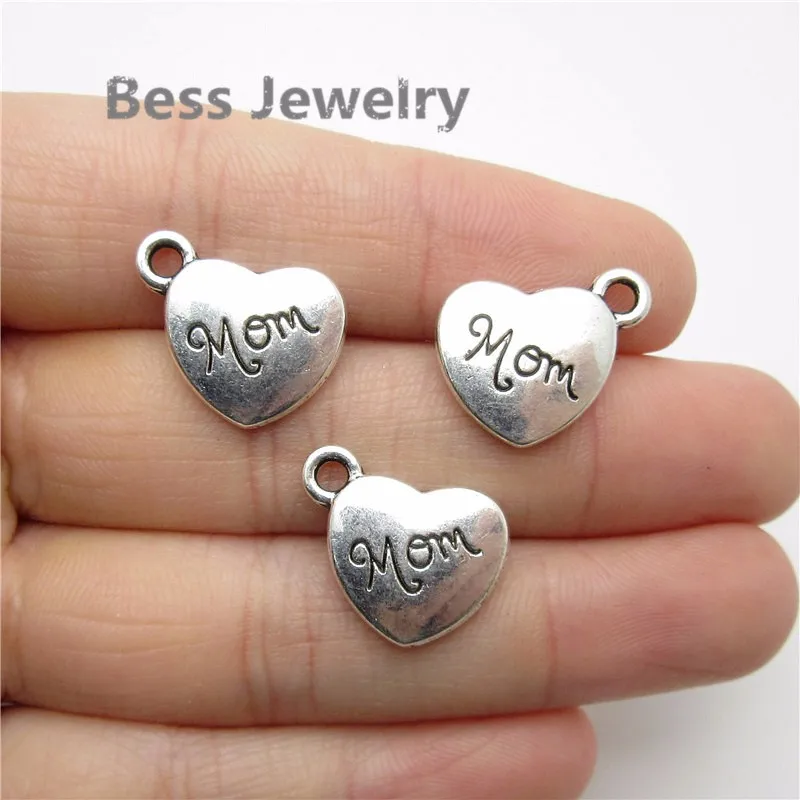 30 шт. (18*18 мм) старинные серебряные подвески Love Mom подходят для pandora style Браслеты