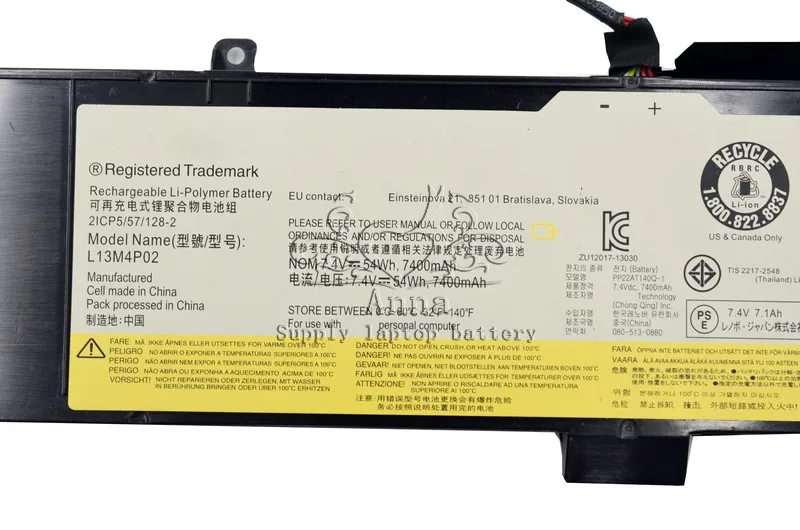 Оригинальный аккумулятор JIGU L13M4P02 L13N4P01 для ноутбука Lenovo Y50 70 Y50P 70AM IFI 7 4 V 54WH|laptop battery