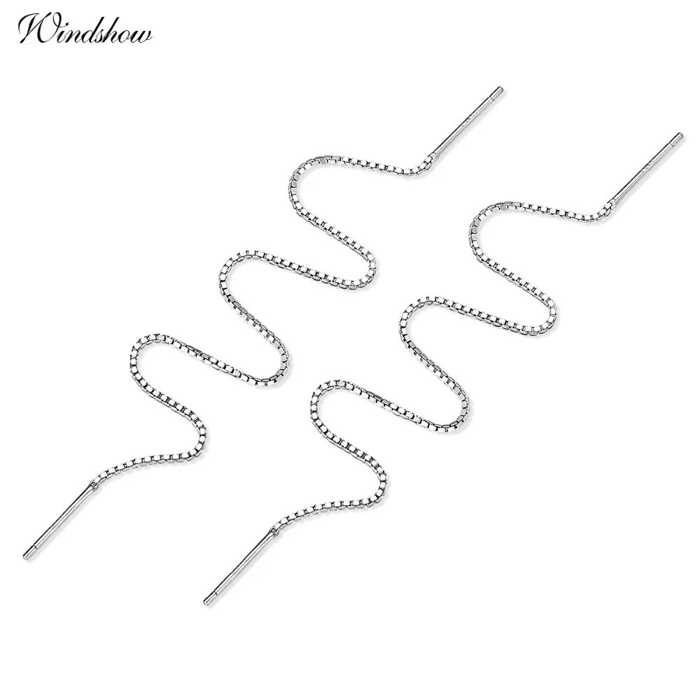 Женские длинные серьги подвески из стерлингового серебра 925 пробы с цепочкой в