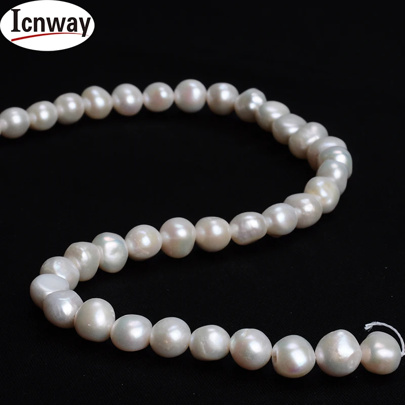 

Natural AA+ baroque white Freshwater Pearl 9-10mm 15inches DIY necklace bracelet FreeShipping Wholesale icnway
