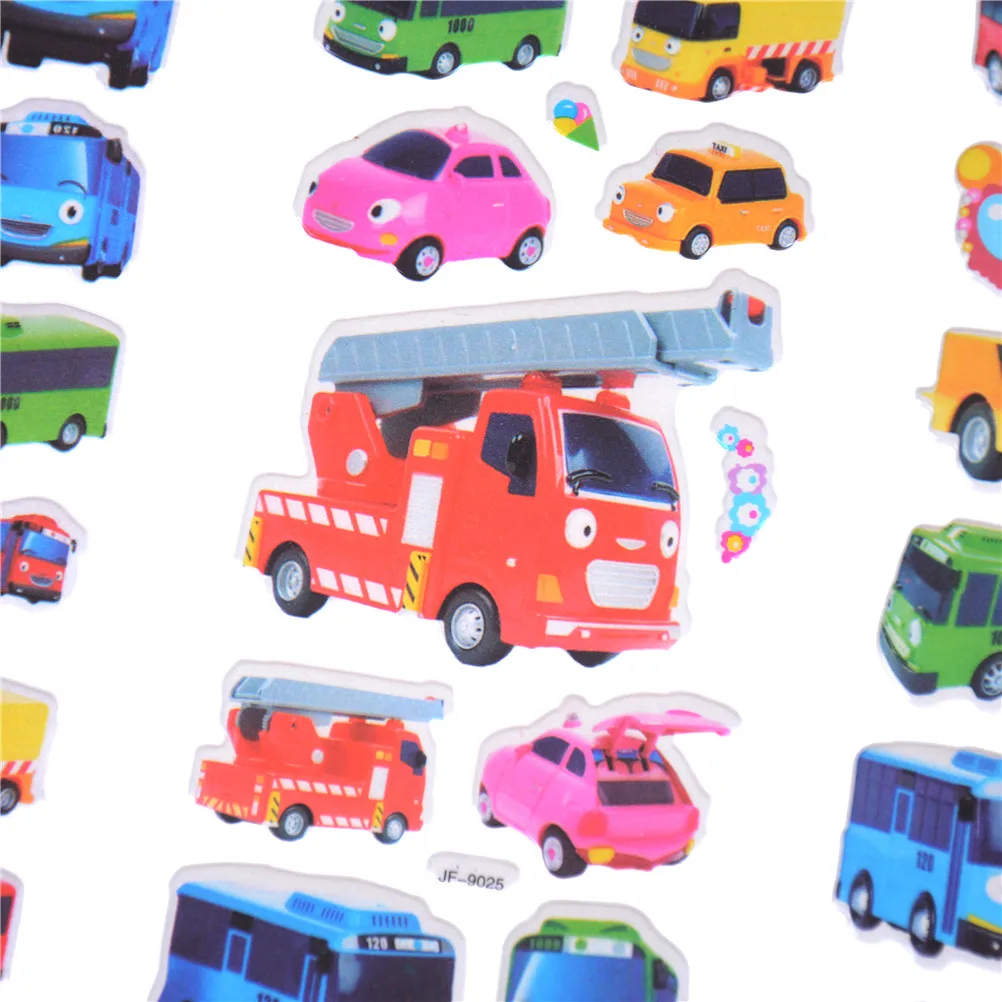 

6pcs/set 3D Cartoon Stickers Pegatinas Infantiles Kids Stickers In Notebook Tayo The Little Bus Tag Pegatinas Juguetes