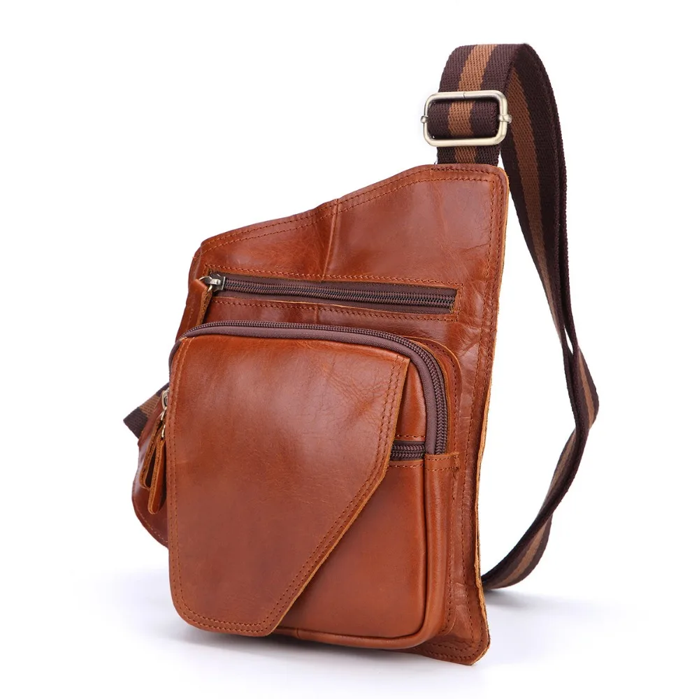 100% натуральная кожа маленькие повседневные мужские нагрудные сумки из воловьей