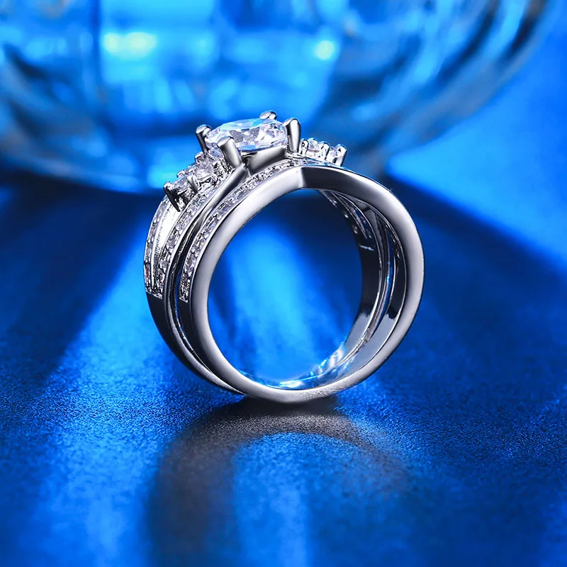 Широкий набор обручальных колец с фианитом обручальные кольца 2 шт. CZ Dimond