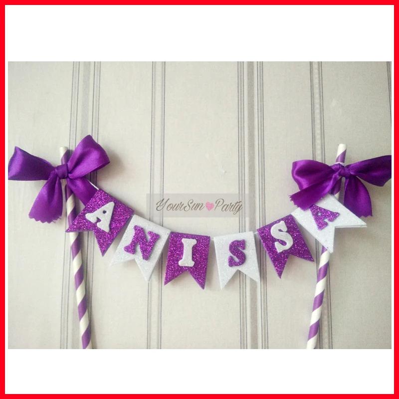 Бесплатная доставка персонализированные именные украшения для торта фиолетовые