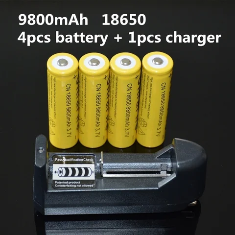 Перезаряжаемая батарея 3,7 в 18650 9800 мА/ч + Датчик 18650 для светодиодного фонарика 4*18650 batteyr + зарядное устройство GTL EvreFire