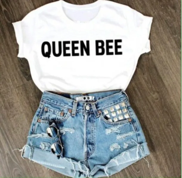 

Модная футболка для девушек Queen Bee, футболка tumblr queen bee, повседневные топы для девочек, футболки, высокое качество, футболка tumblr, топы