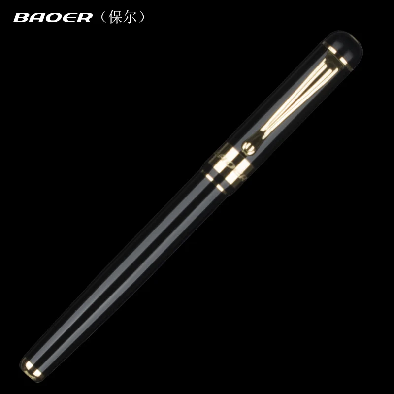 Высококачественная Золотая Зажимная матовая черная шариковая ручка Baoer 0 5 мм