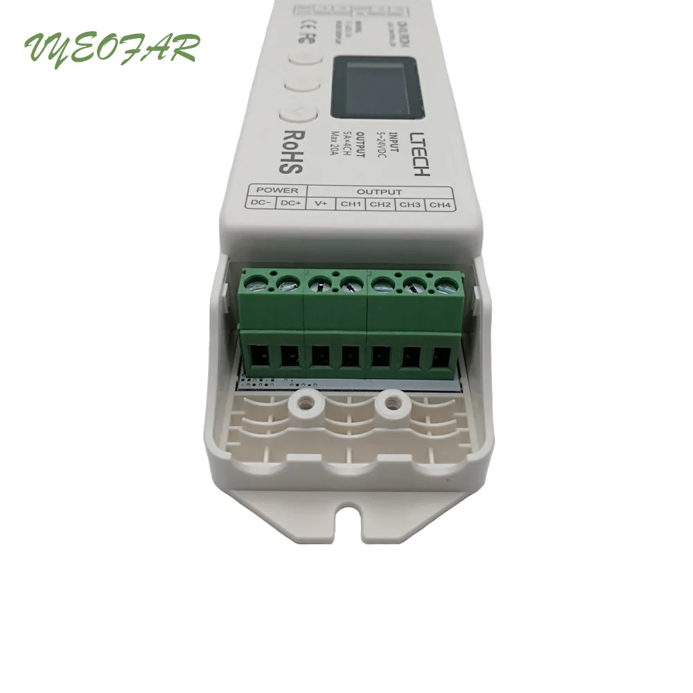 Светодиодный DMX512 декодер 4 канала RGBW DMX декодер светодиодный DMX-PWM декодер(8/16 бит по желанию, светодиодный Дисплей); 5A* 4 канальный выход