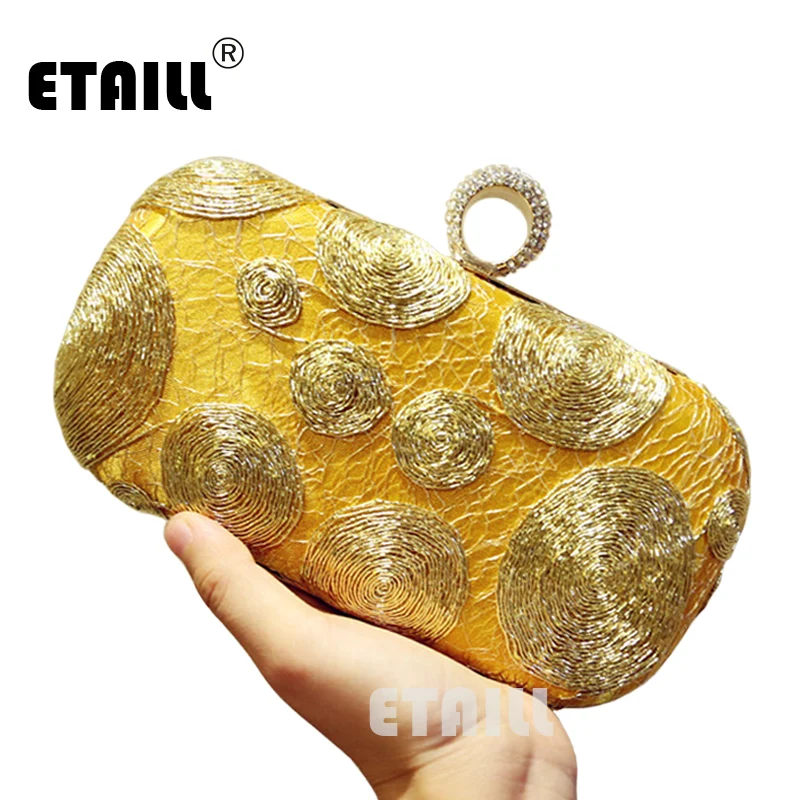 ETAILL женские новые европейские и американские популярные вечерние сумки Золотая