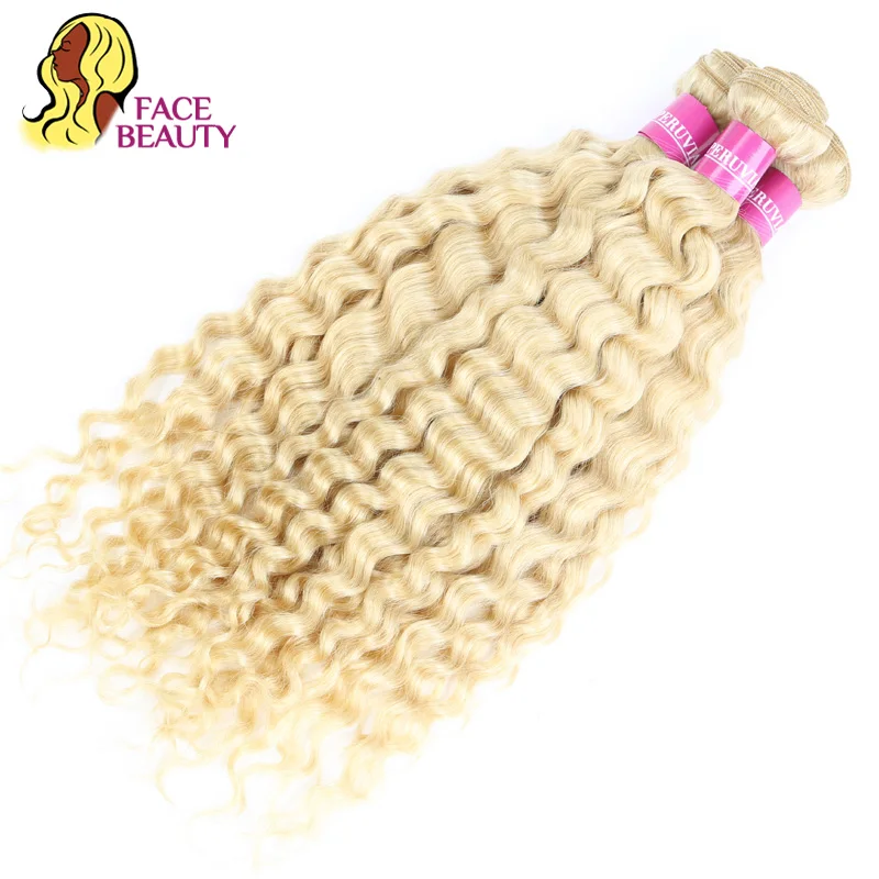 Facebeauty Malaysian Hair Extension Remy Curly 1/3/4 Bundles 12-28 Inch 1B 613 Two Tone Ombre Blonde Colored Weave | Шиньоны и парики