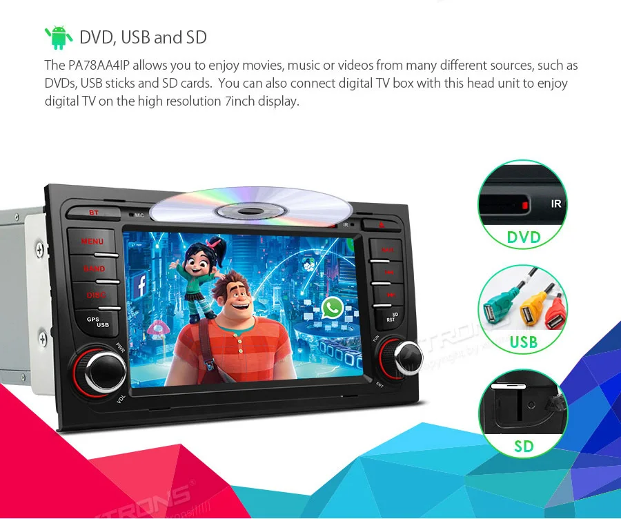 XTRONS " Android 8,1 радио Автомобильный GPS DVD плеер RCA RDS USB для Audi A4 S4 B6 B7/RS4 2002 2003 2004 2005 2006 2007 2008/Seat EXEO