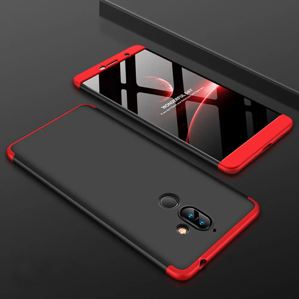 Для Nokia 7 Plus 3 в 1 полноразмерный защитный бронированный чехол с закаленным стеклом