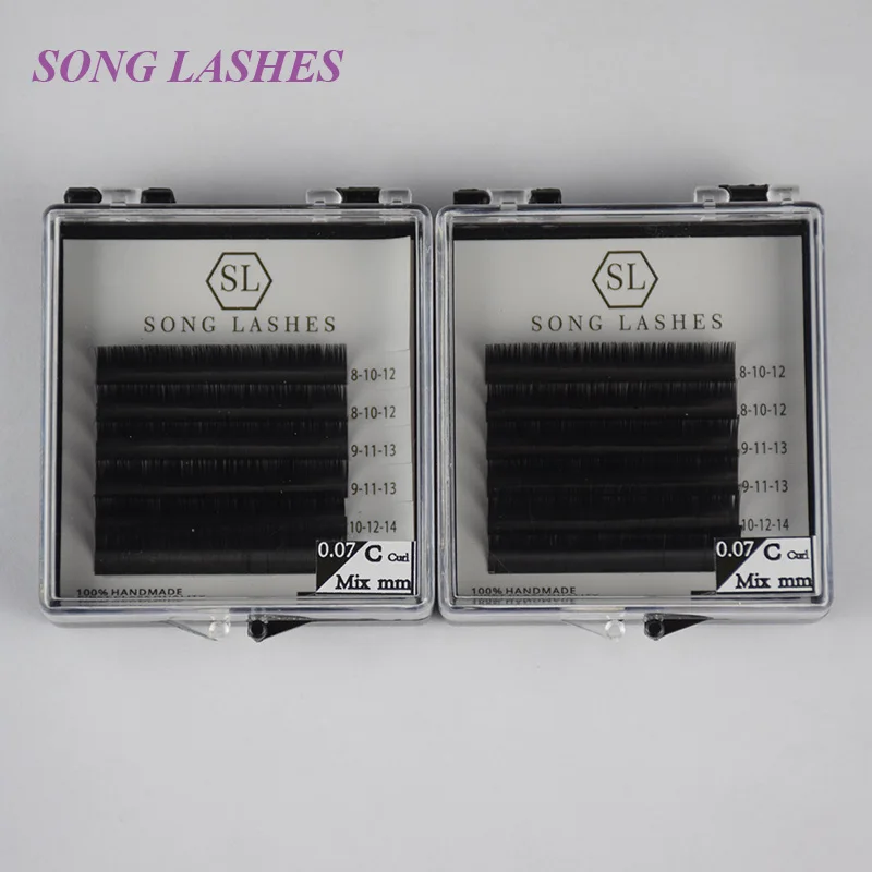 Ресницы для наращивания композиций s 0 07 6 линий в лотке три разных смешанных