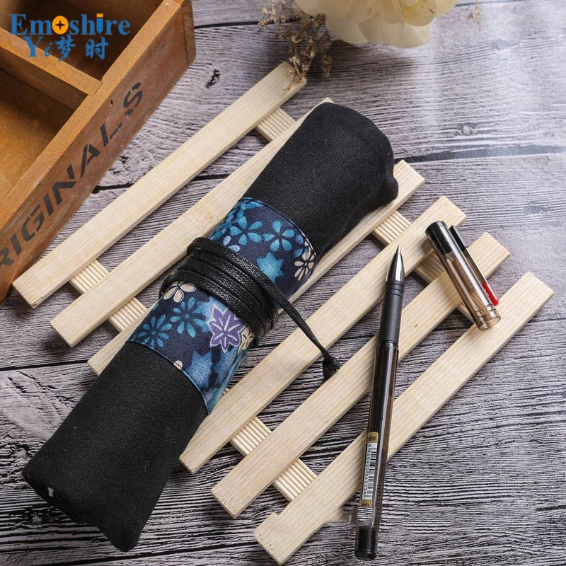 

Emoshire Girls Gift National Pencilcase Luxury Cotton Bags Cute Pencil Bag Canvas Flower Printing Ballpoint Pen Pencil Box B100