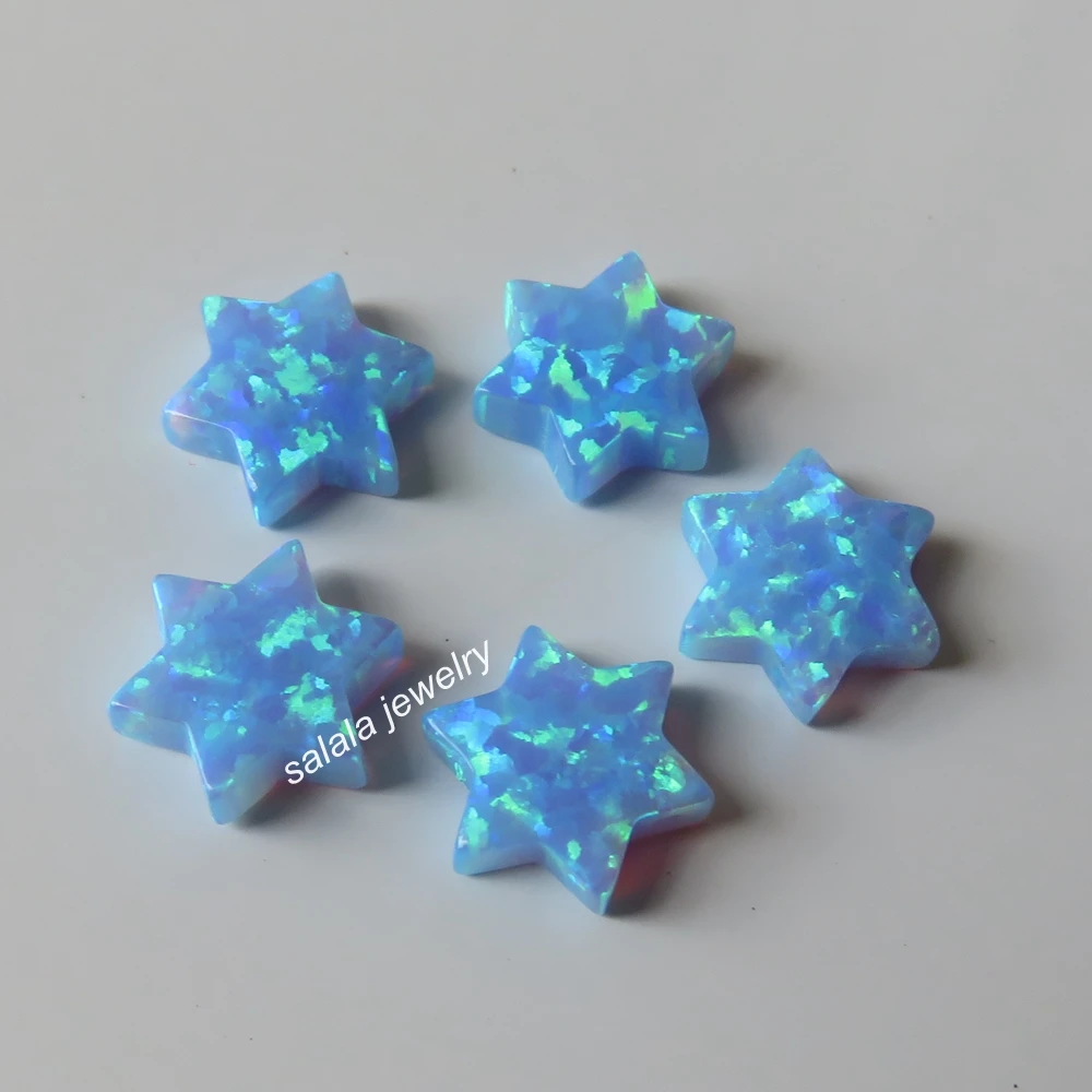 

20pcs/lot OP06 Light Blue 10mm Synthetic Drilled blue David Star Opal Fire Stone Price David Star Opal for Necklace