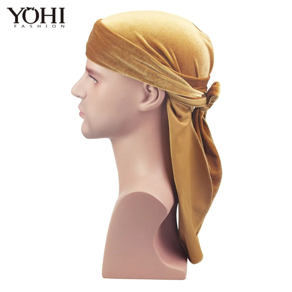 Новинка длинный хвост бархатная бандана тюрбан шляпа парики Doo Durag Байкерский