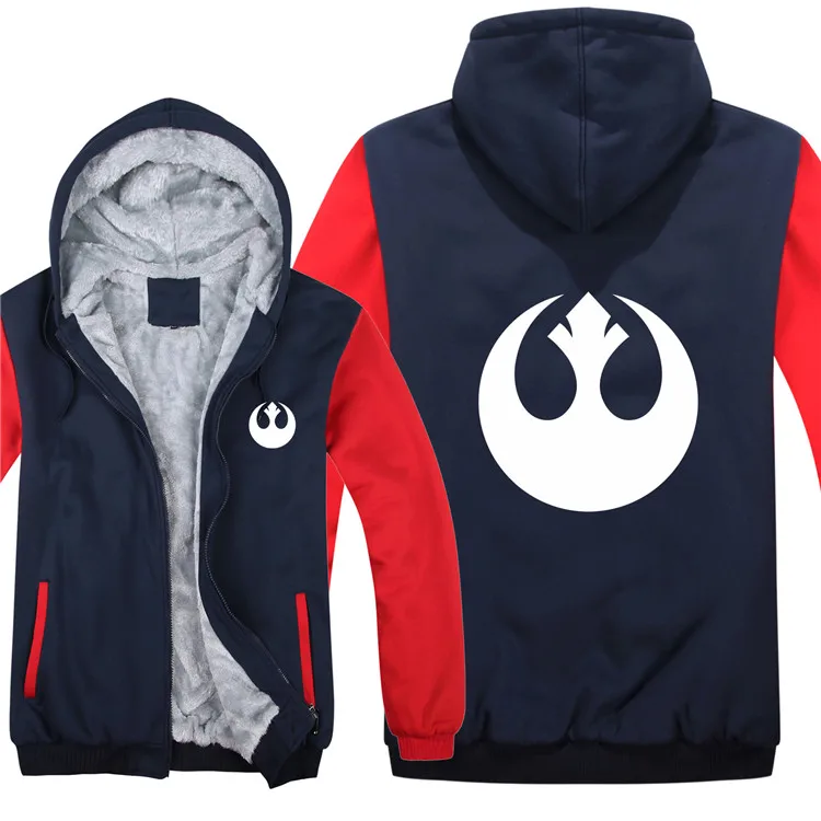 Толстовки Star Wars, утепленная куртка с логотипом Rebel Alliance, худи на молнии, Зимние флисовые свитера с логотипами