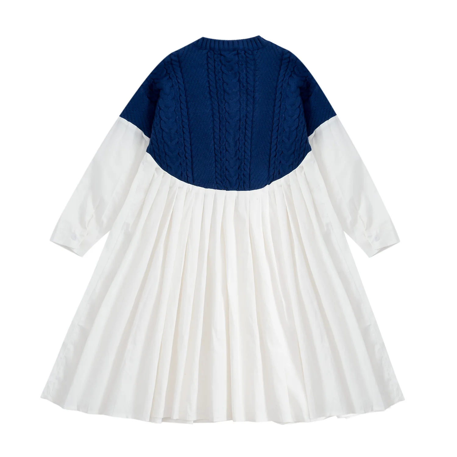 Женское трикотажное платье с длинным рукавом хлопковое плиссированное