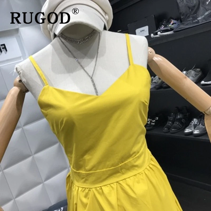 Женское длинное платье с открытой спиной RUGOD корейское большим бантом летние