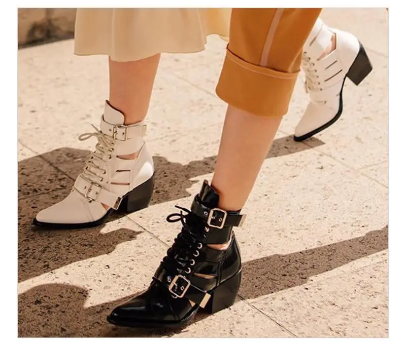 Женские черные ботильоны на низком каблуке с пряжкой и заклепками Zapatos Mujer