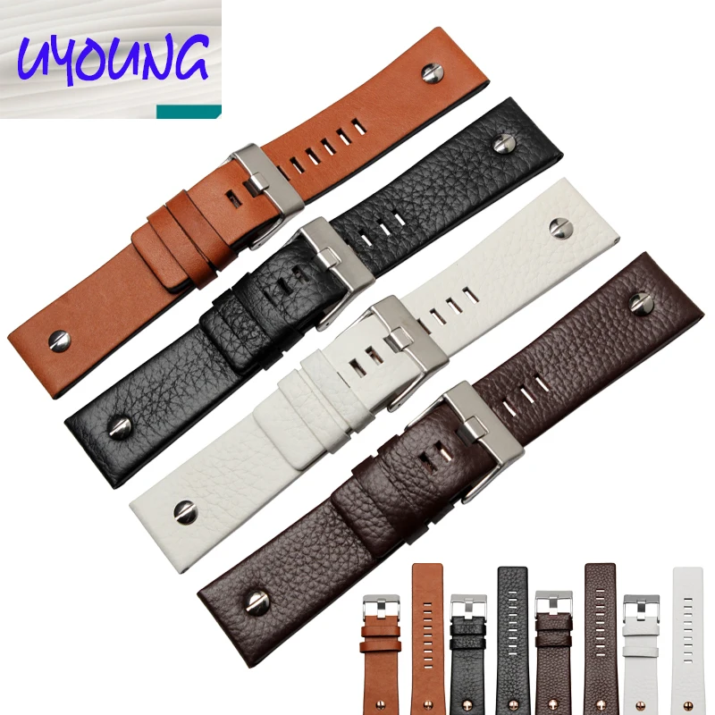 Универсальный кожаный ремешок для часов наручных BraceletDZ7314 DZ7256 24 26 28 30 мм с